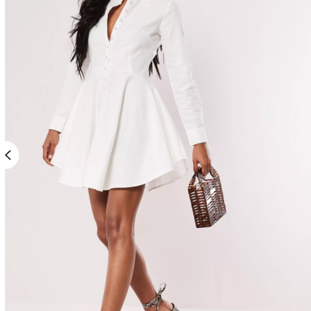 Missguided tall white button down skater dress